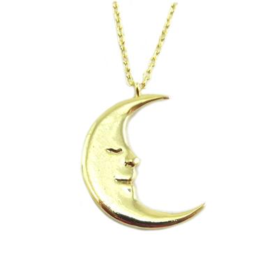 [Q6148] - Handgefertigte goldfarbene Halskette 'Au Clair de Lune' - 18x15 mm