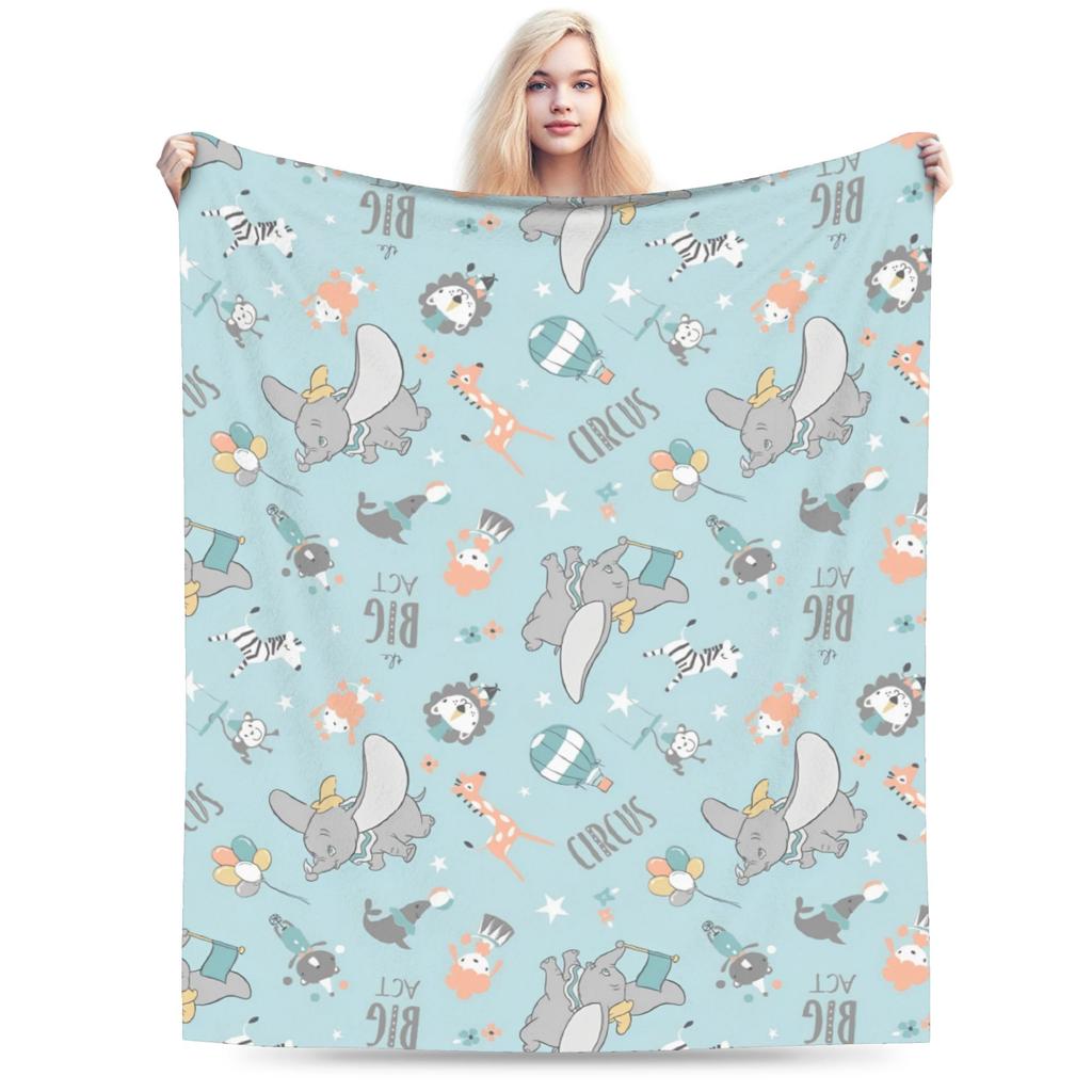 Dumbo Cartoon Blankets Velvet Spring Autumn The Flying Elephant Portable Warm Throw Blanket for Sofa Travel Plush Thin Quilt