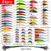 JSFUN 40/84PCS ABS/PVC Fishing Lure Set Hard Bait Mini Minnow Topwater Floating Swing Crankbait Crazy Wobblers Artificial Bionic