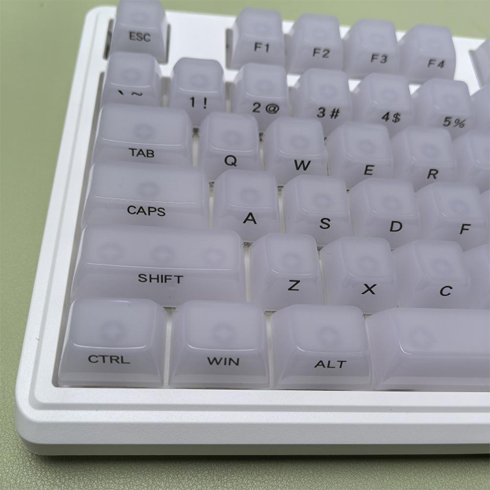 119 Keys White Side Print RGB Backlit Foggy Transparent Crystal PC Keycaps OEM Profile Creamy Keycaps for MX Switches Keyboard