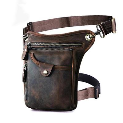 Mens Genuine Leather Design Casual Messenger Crossbody Sling Bag Fashion Waist Belt Pack Leg Drop Bag