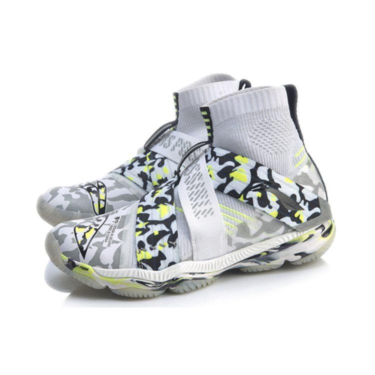 Li Ning Ranger 4 Fabric Slip Resistant Support Slip Resistant Support High top Badminton Shoes Women's White AYAP008-4