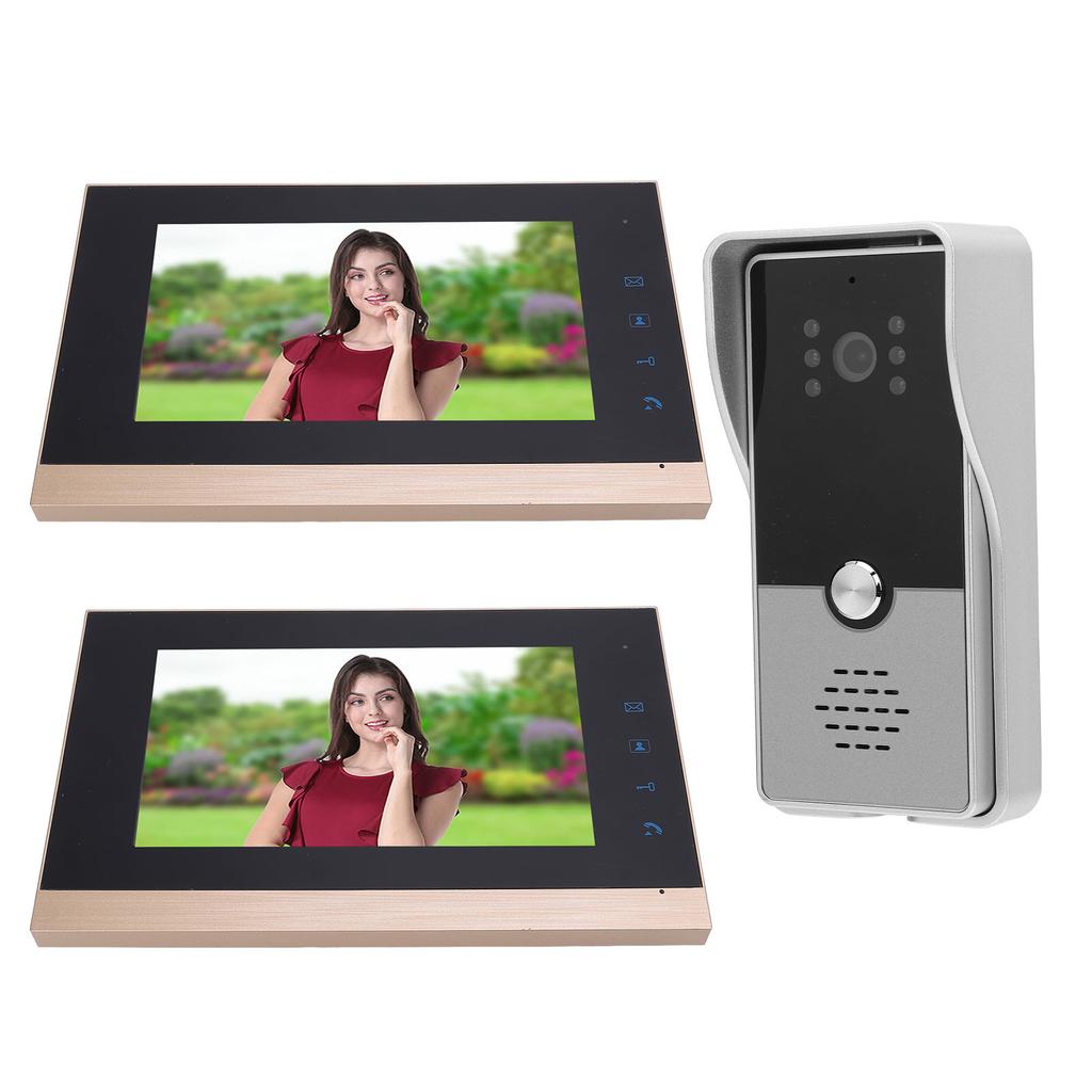 Wired Video Intercom System 7in Visual Intercom Doorbell System with Camera 6 Infrared Lights for Villa Home Apartment