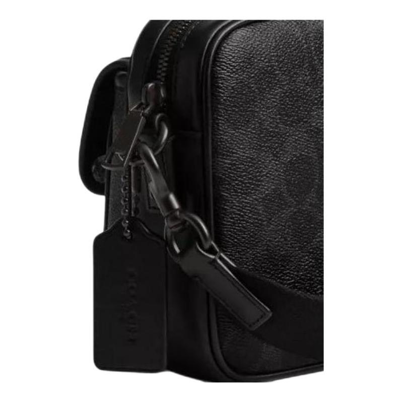 COACH CameraSignature KNOX 21 Removable Shoulder Strap Printed Artificial Leather and Calf Leather Shoulder Bag Small Men's Black
