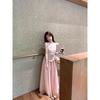 Kumikumi Sweet Style Fake Two Pieces Patchwork Vest One piece Dress Women clothing Summer Slimming Pink Large Swing Skirt Long dress