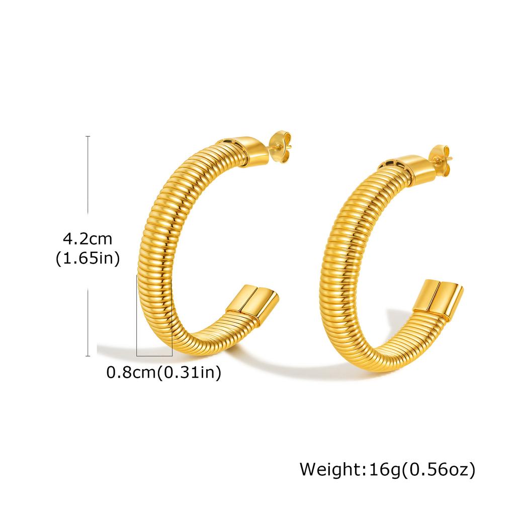 Stainless Steel Earrings, Twist Earrings, Gold C-shaped Earrings, Simple and Fashionable Women's Jewelry