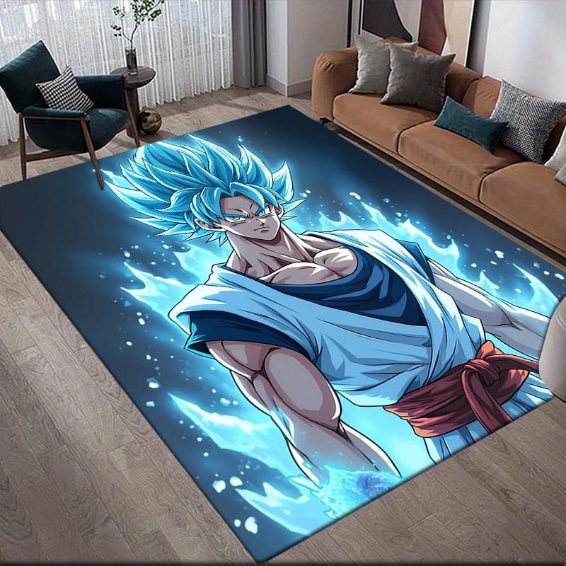 Dragon Ball Goku Square Area Rug, Non-Slip Floor Mat for Living Room, Perfect Gift for Goku Fans