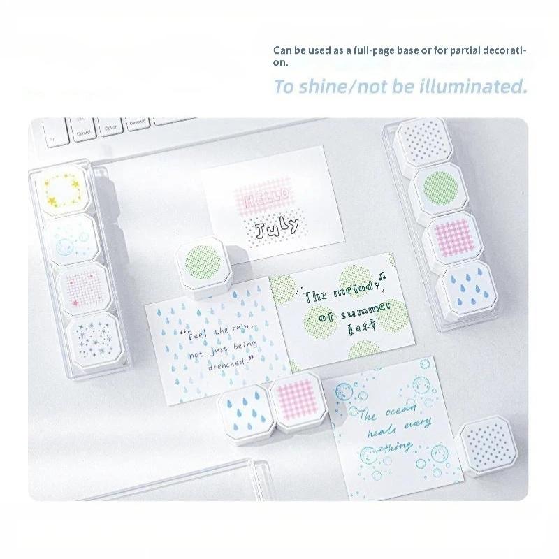 4 In 1 Pattern Background Stamps Set Reusable Clear Impression for DIY Journal Scrapbooking Planner Card Decor