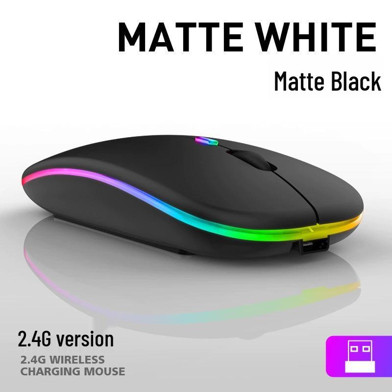 Dual-Mode Ultra-Thin Rechargeable Bluetooth Silent Mouse with Luminous Feature for Office and Tablet Use