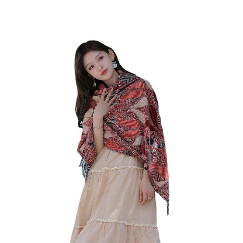 Bohemian Cloak Xizang Yunnan Thickened Scarf Women's Retro National Style With Over Cape