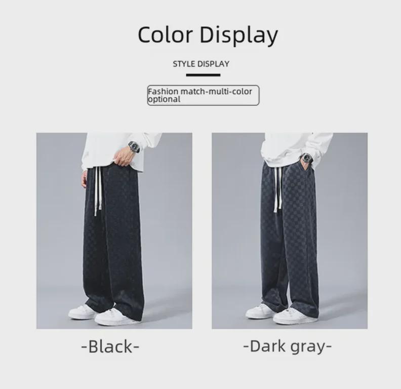 Unisex Checkerboard Corduroy Straight Trousers - Retro Autumn Style