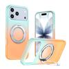 Phantom Skin Feel Gradient PC+TPU Phone Case With 360° Rotating Metal Holder, Magnetic Wireless Charging Shockproof Protective Cover