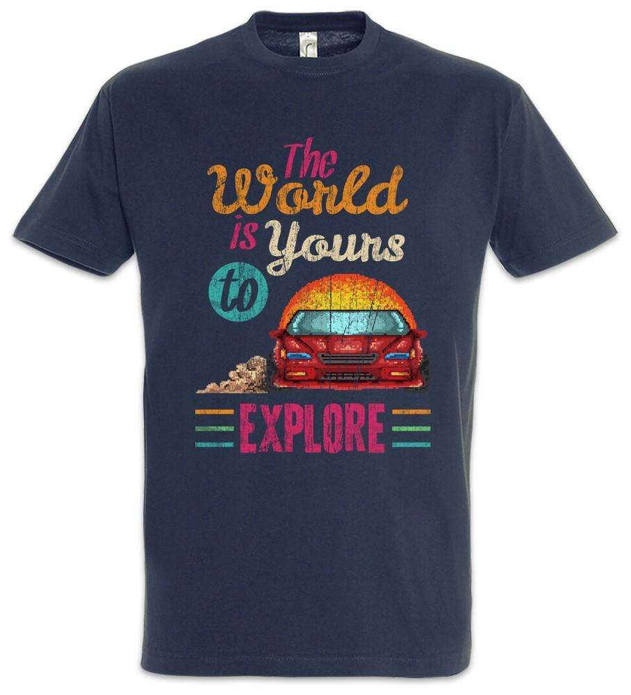 The World Is Yours To Explore T-Shirt Gamer Gaming Pixel Retro Arcade 8 16 Bit