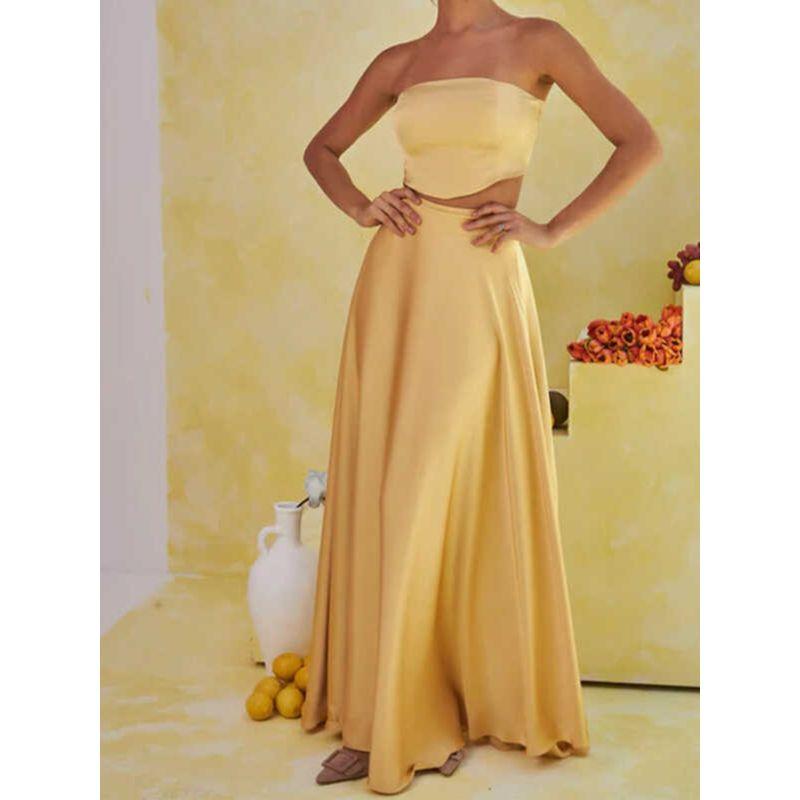 and American Foreign Trade Cross-Border Summer Tube Top Sexy Top High Waist One-Piece Skirt Formal Dress Light Luxury Formal Dress Vacation Skirt