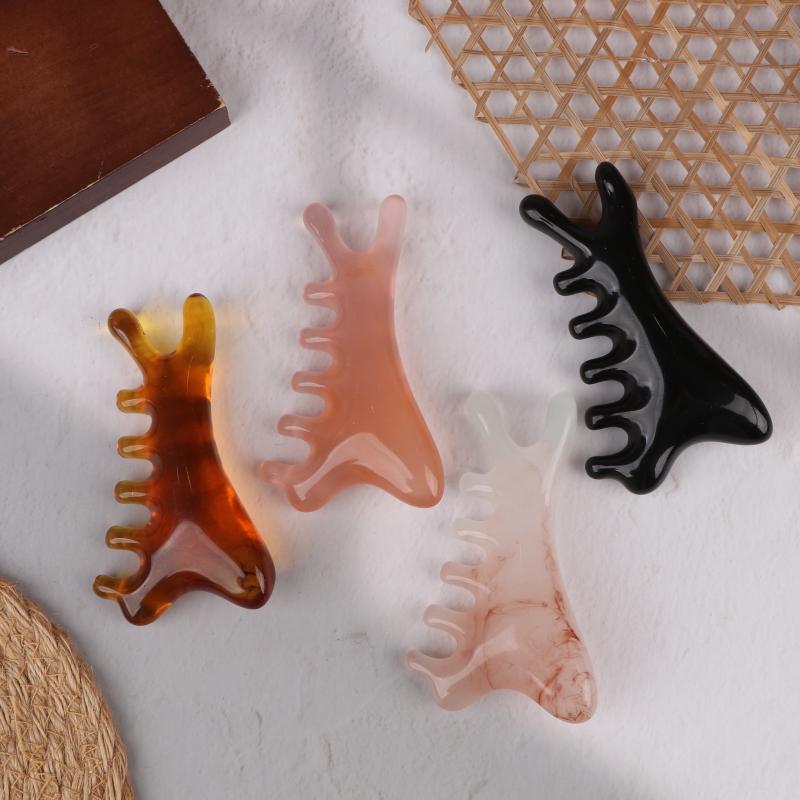 Body Meridian Massage Comb Resin Five Wide Tooth Comb Acupuncture Therapy Blood Circulation Anti-Static Smooth Hair Comb