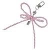 Elegant Bowknot Keychain Charm Silver Heart Pendant Woman Accessories Fashion Bag Charm Beaded Key Pendant for Key Bag