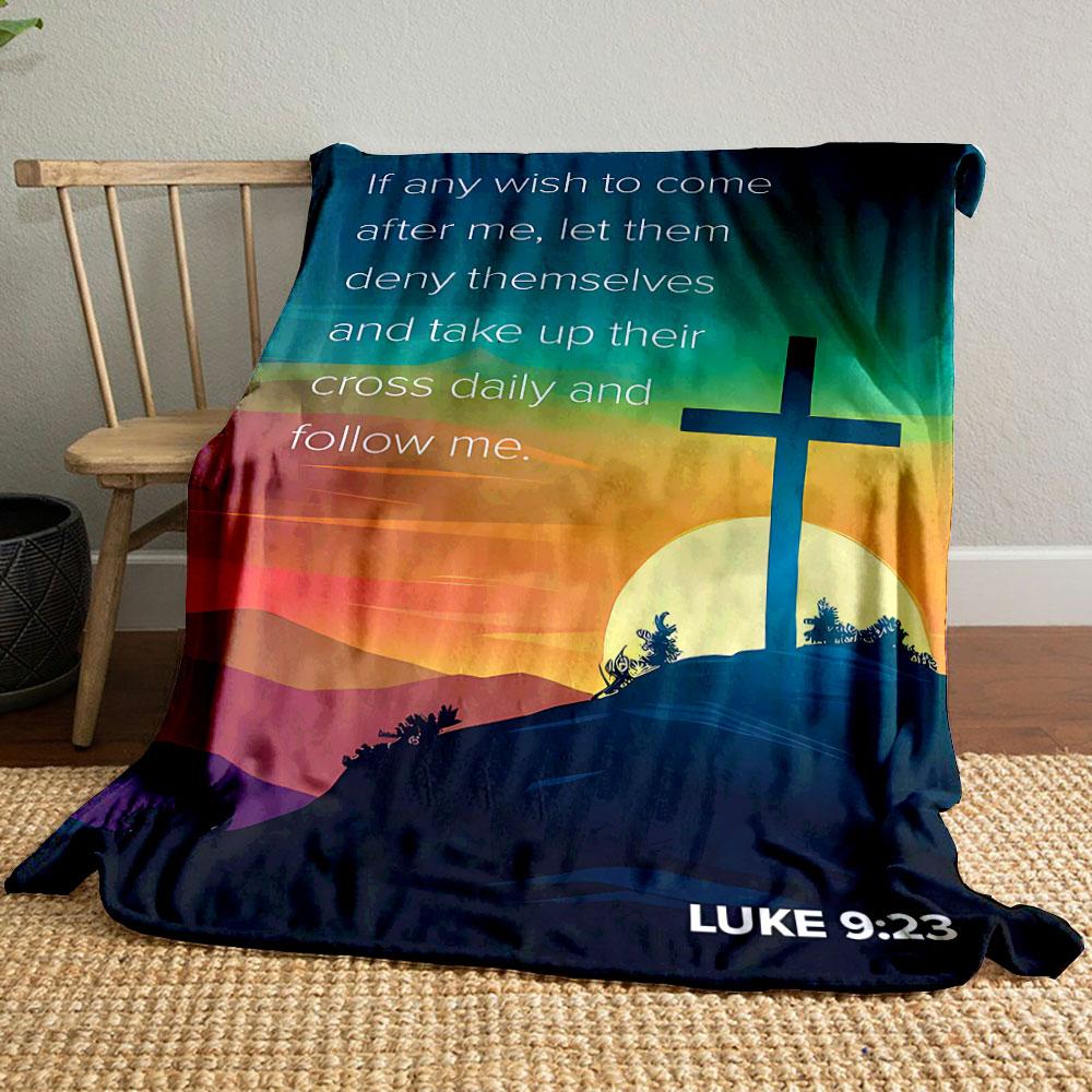 

Christian Cross Verse Blanket CrossScriptureBlanketJoom Printed Blanket for Living Room Bed Couch lunch break Blanket for Friend s festival Gift 80cm x 120cm