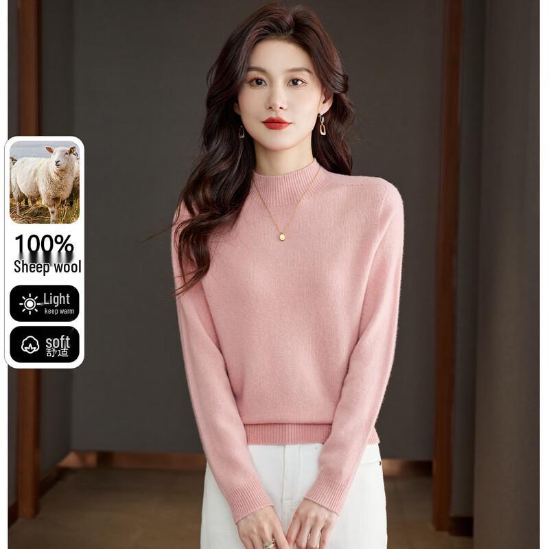 Snowflying Women's Pure Wool Half-High Collar Sweater