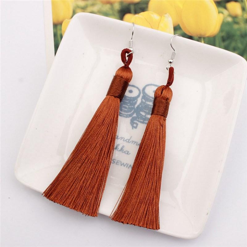 

Бахрома, вариация цвета, длинная кисточка, изысканные женские серьги в стиле бохо, популярные висячие серьги, разноцветные модные 8*2cm