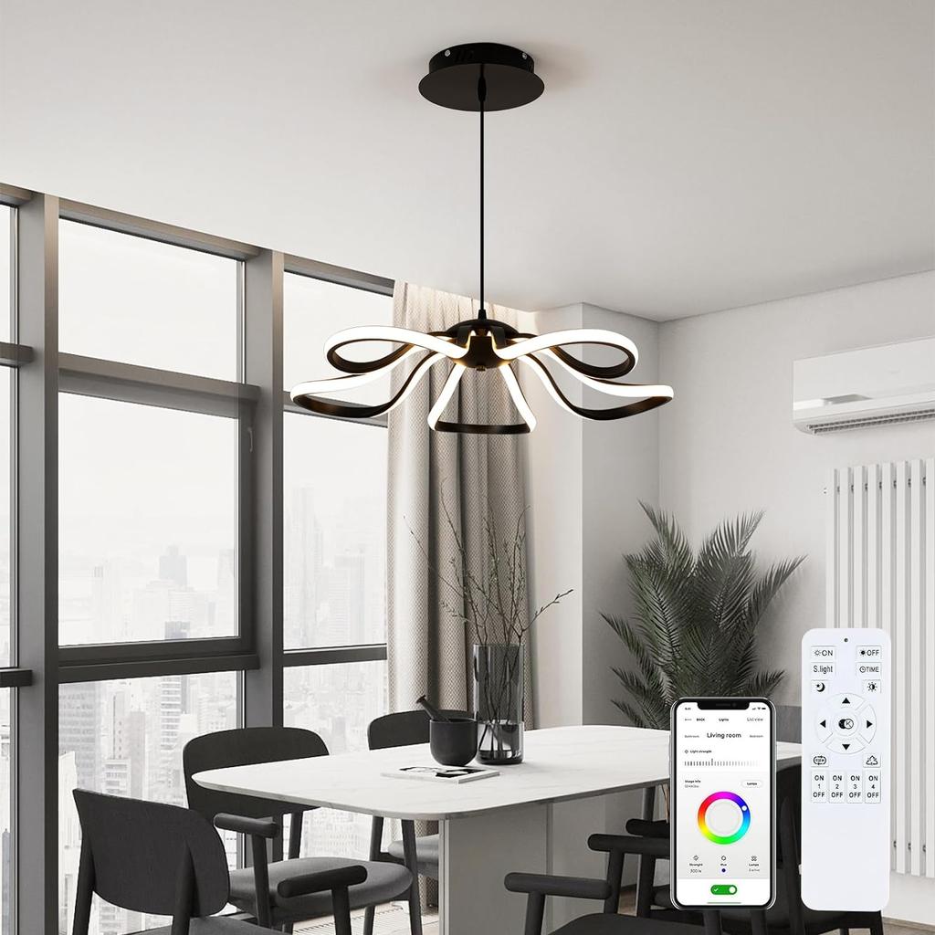 Moderna Lampadario Isola Cucina LED Lampada a Sospensione Dimmerabile Tavolo da Pranzo Salotto con Telecomando Plafoniera Altezza Regolabile Luce per Sala da Pranzo Ufficio Lampade (L100cm, Bianco