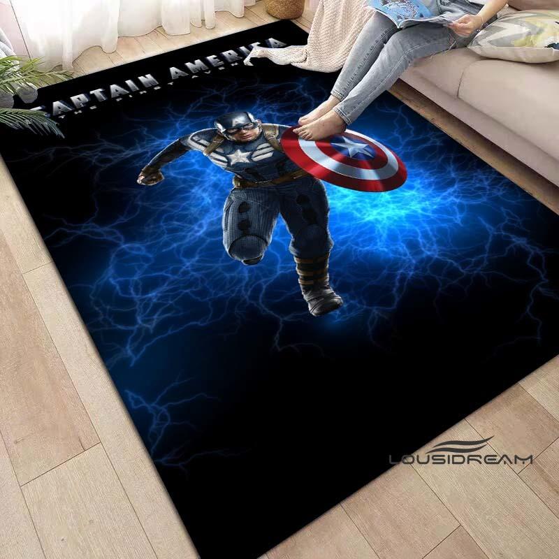 Captain America Cartoon-Themed Rug — Living Room Home Décor, Bedroom, Sofa & Doormat Accent, Children's Rug, Non-Slip Mat