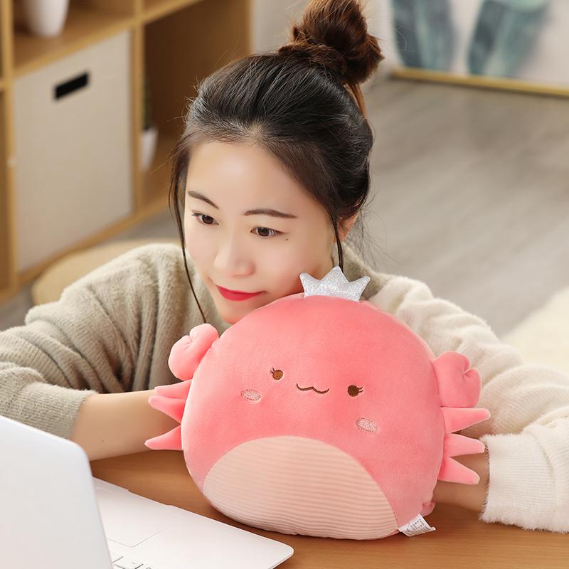58Cm Squishy Crab Plush Pillow Hands Burner With Holes Underwater Animal Plushie Back Support Cushion Sofa Chair Decor Gift