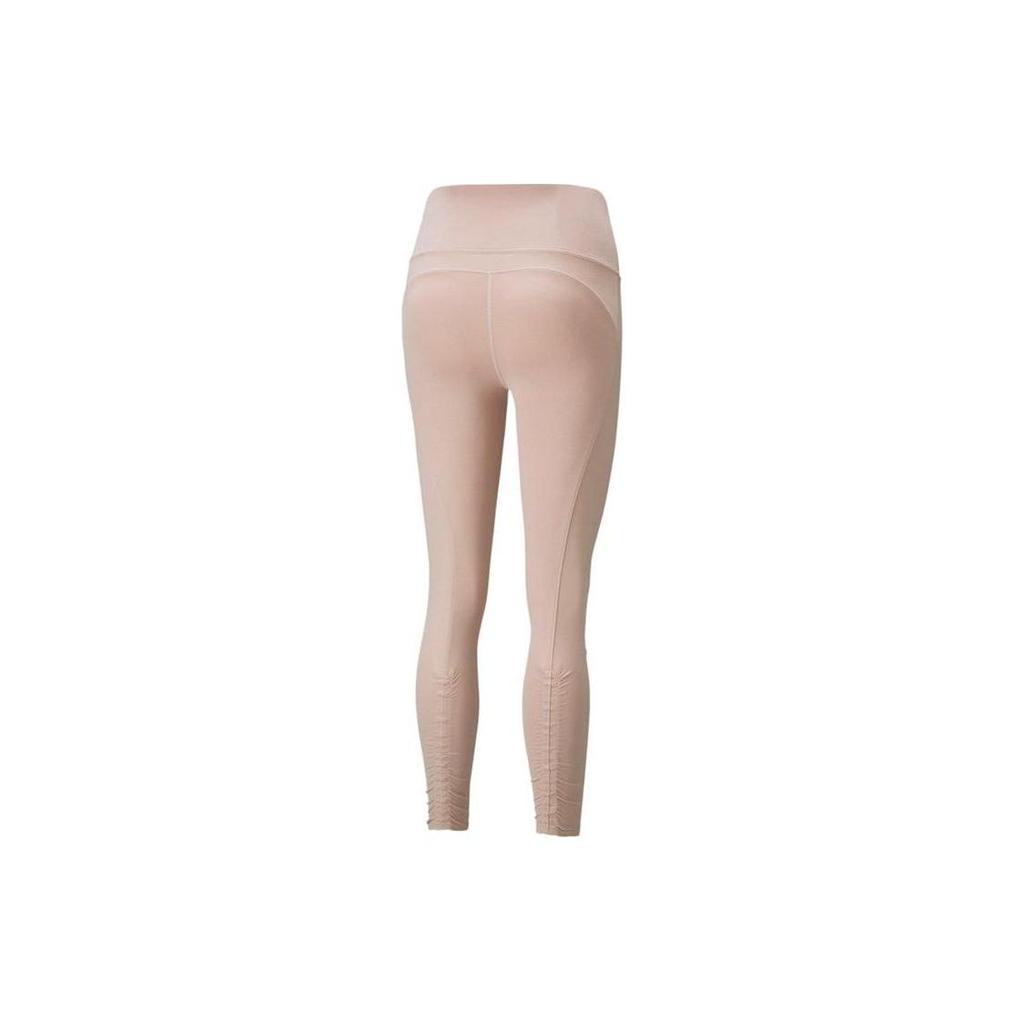 Puma Logo Print High-Waisted Slim Fit Sports Trousers Women Bottoms Beige 521956-47
