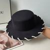 202510-shi INS CHIC Autumn  Polyester Hand-sewn Pearl Lady Fedoras Cap Women Leisure Panama Jazz Hat