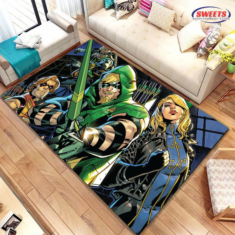 New Shelves ! Classic DC Green Arrow Carpet, Living Room Bedroom Office Children's Room of Choice, Non-slip Machine Washable Mat