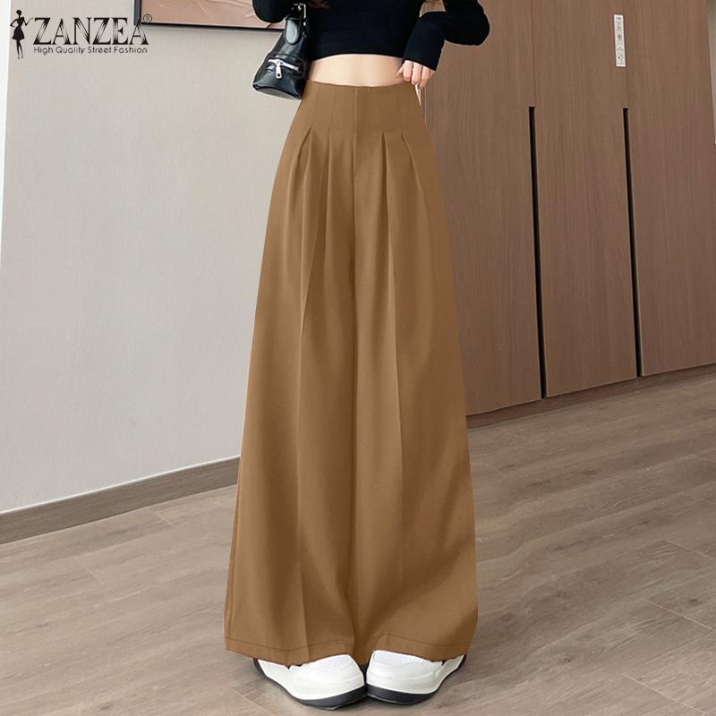 ZANZEA Women Casual Solid Color Loose Wide Leg Pants