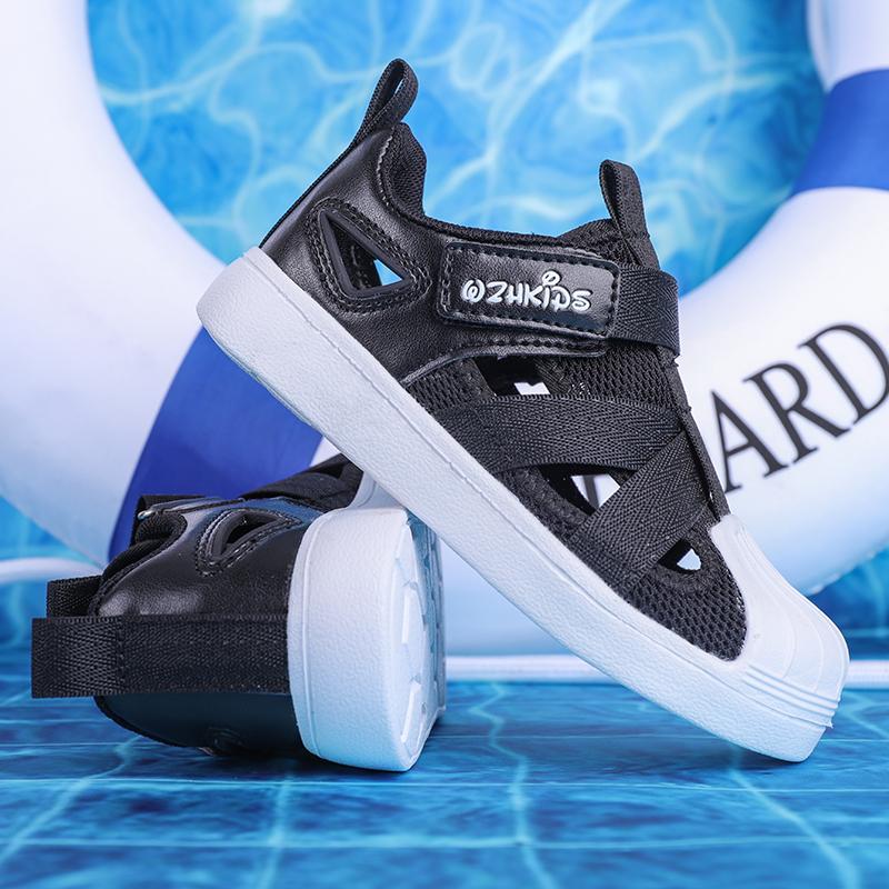 Детская летняя модная однотонная дышащая повседневная обувь на липучках для отдыха — фото 9