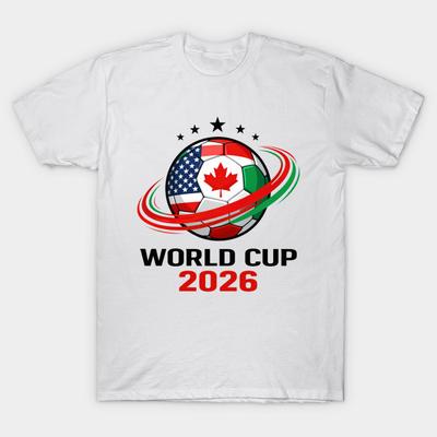 Men Black Print T-shirt World Cup 2026 Soccer Football Fan No-Cut Transfer Paper Print Cotton Tshirt