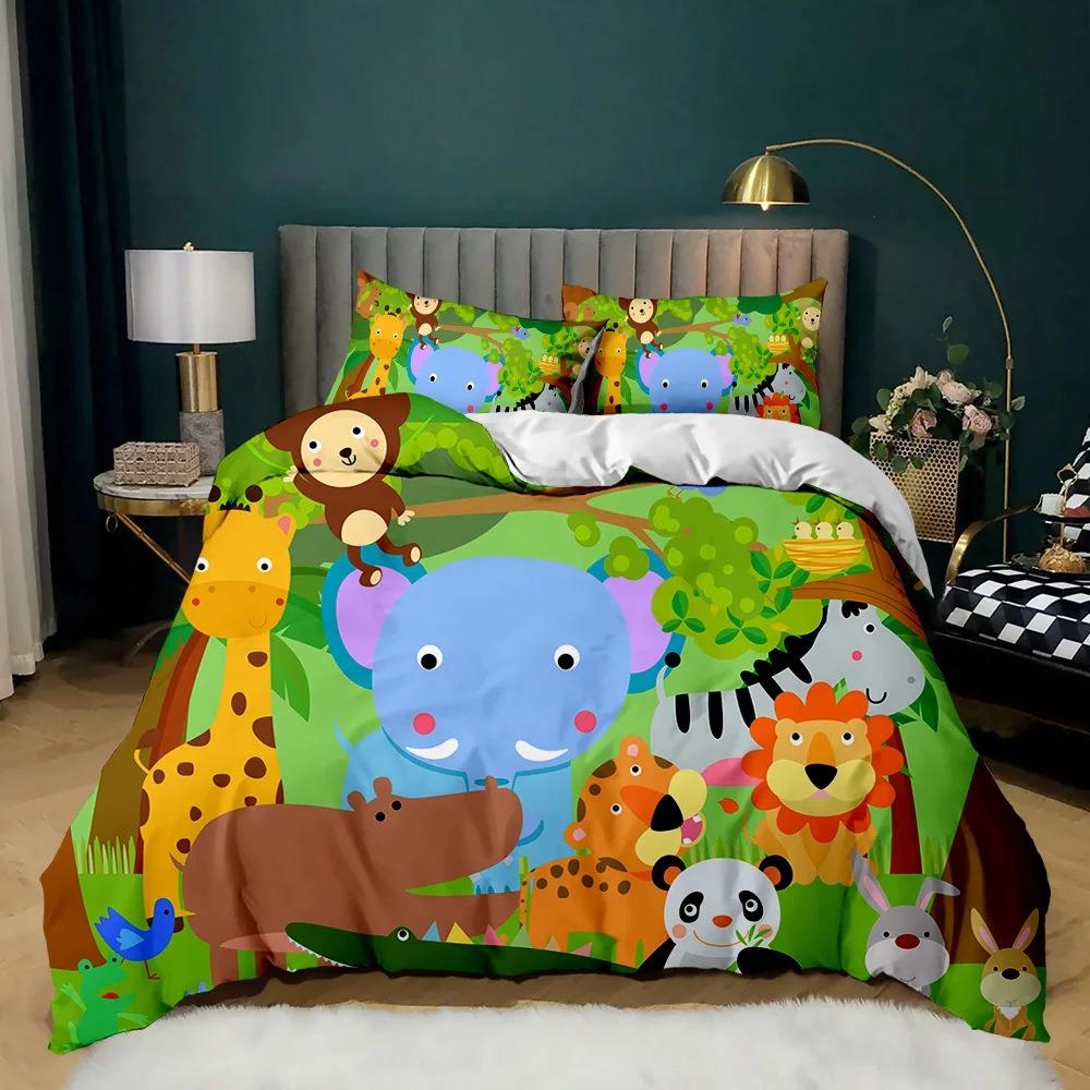 2/3pcs Animal World 3D Bedding Set, Lion Duvet Cover and Pillowcase, King/California King Bedroom Decor, Gift for Boys and Girls