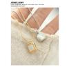 Meier White Seashell Pendant Necklace - Unique Design, 18k Gold Plated Titanium Steel Round Snake Chain Jewelry