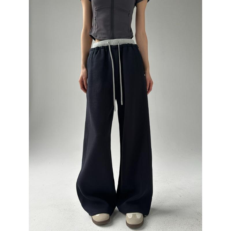 

Dynamic Girl s New Spring Lace-up Contrasting Color Fashionable Sweatpants Versatile Female s Drawstring Sports Bottoms Practical Use S