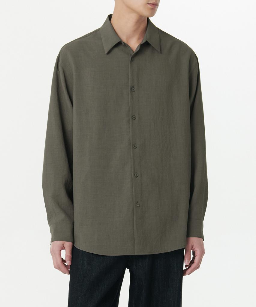 MUSINSA STANDARD Relaxed Linen-Like Shirt [Khaki Gray]