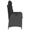 2 Piece Garden Armchair with Cushions Adjustable Black Poly Rattan