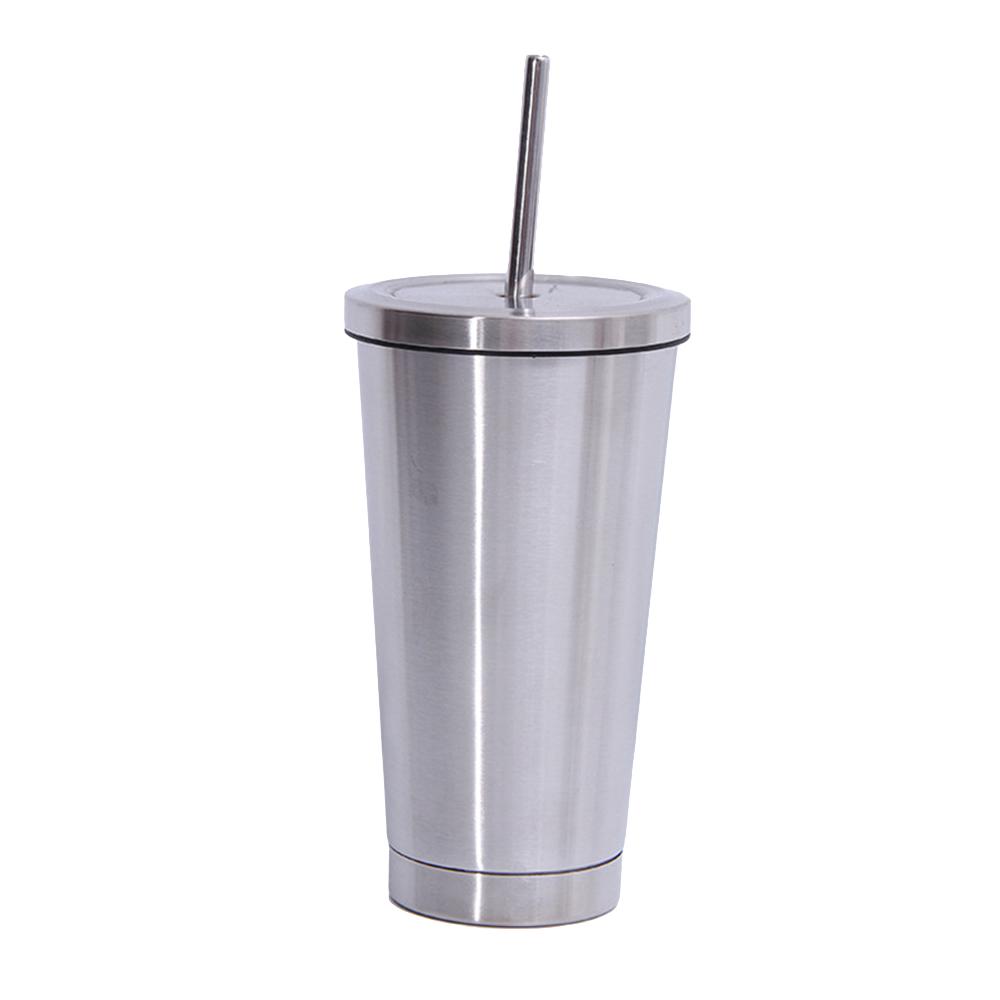 500ml 304 Stainless Steel Cup Hot Cold Drink Vacuum Insulated Flask Straw Lid Set Coffee Mug Portable Travel Tumbler