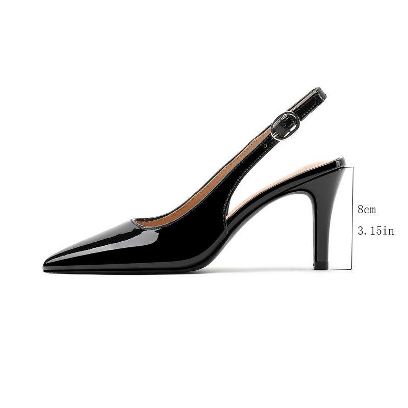 Simple, fashionable and sexy stiletto sandals pointed back strap buckle commuter high heels temperament comfortable and exquisite women's shoes