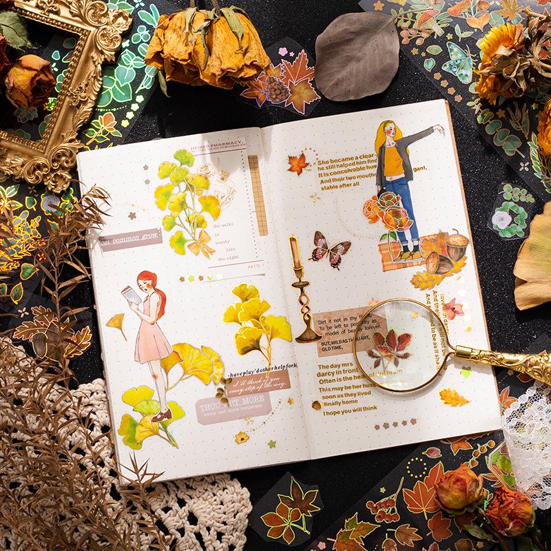 Beautiful Day Hot Foil Stickers: Leaf Melody Series for Journals & DIY Collages (4 Designs)