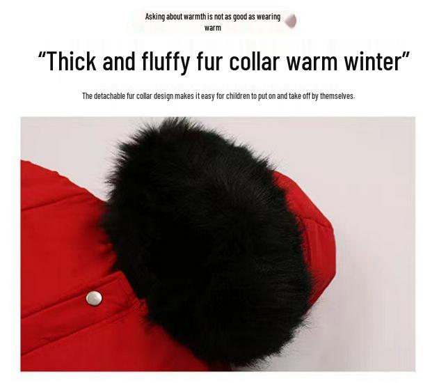 2023 Fashionable Korean Style Girls' Thickened Fleece-Lined Winter Parka Coat