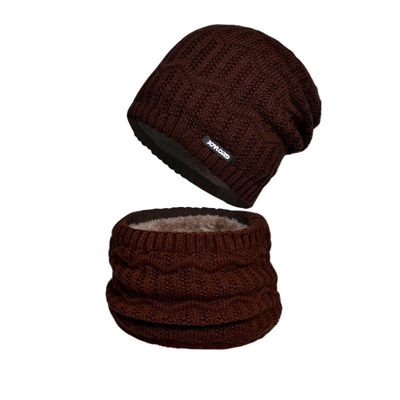 Warm Outdoor Knitted Hat And Scarf Set With Letter Decoration For Season Cold