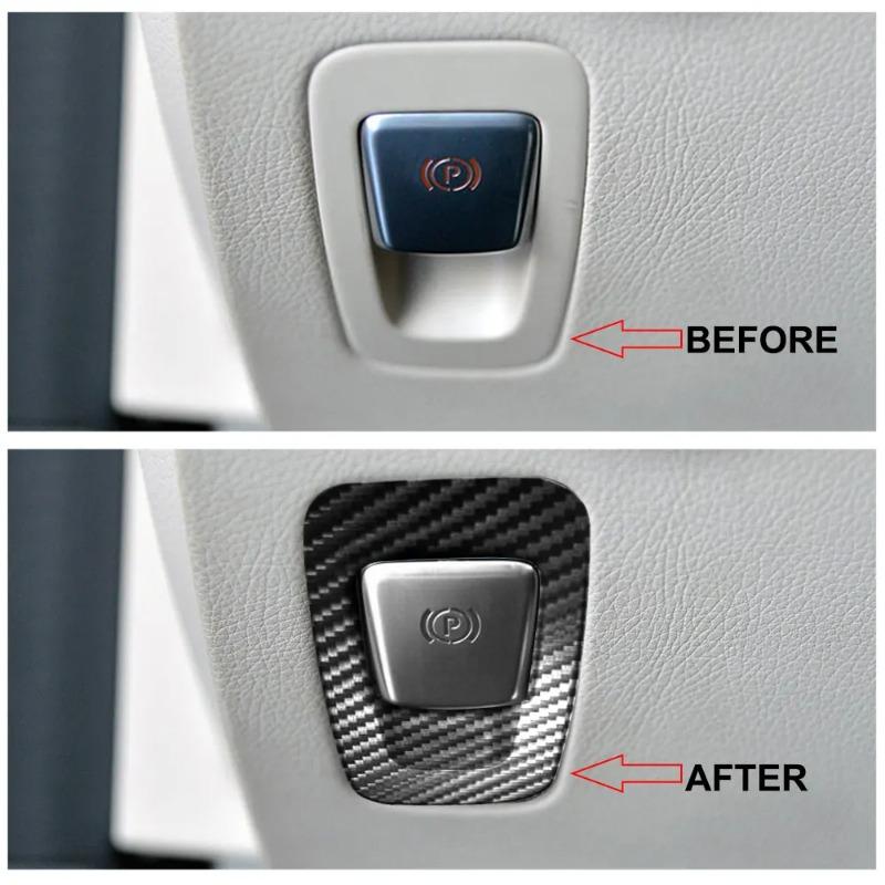 Aejask1 Styling Mouldings Car Accessories ABS Carbon Texture Handbrake Button Cover Trim For Mercedes Benz C E GLC Class W205 W213 X253