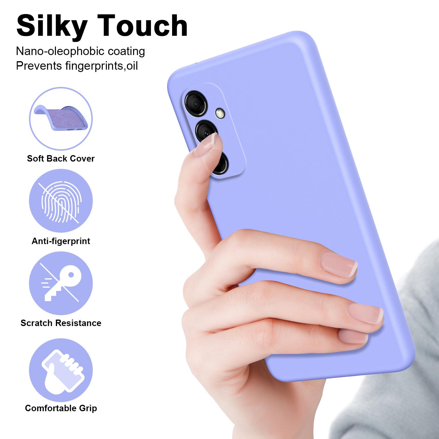 

For Samsung Galaxy M14 5G Fiber Lining Soft TPU Phone Case 2.2mm Thickness Rubberized Phone Cover Black