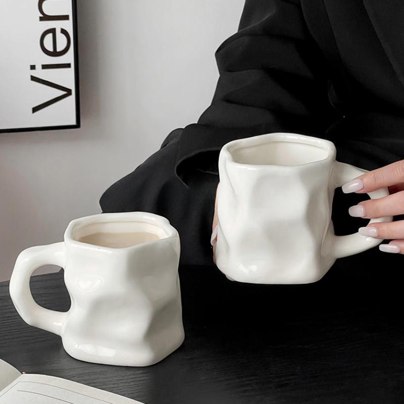 Simple personality ceramic drinking cup Office afternoon tea high-value milk coffee cup breakfast cup home decoration supplies
