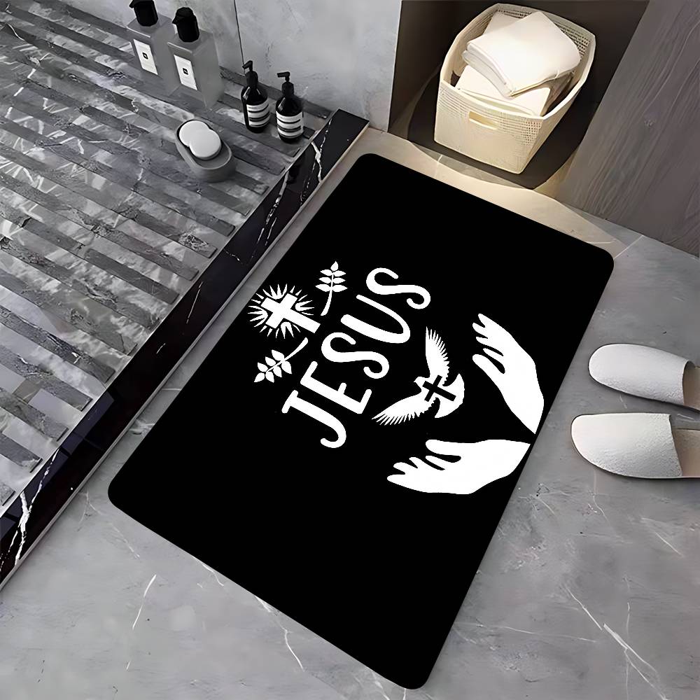 1 Piece Christian Jesus Bathroom Mat Kids Room Bedroom Decoration Balcony Anti-Slip Doormat Living Room Welcome Rug