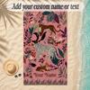 Leopard Theme Soft Beach Towel Personalized Custom Name Text Towel Portable for Beach Pool Travel