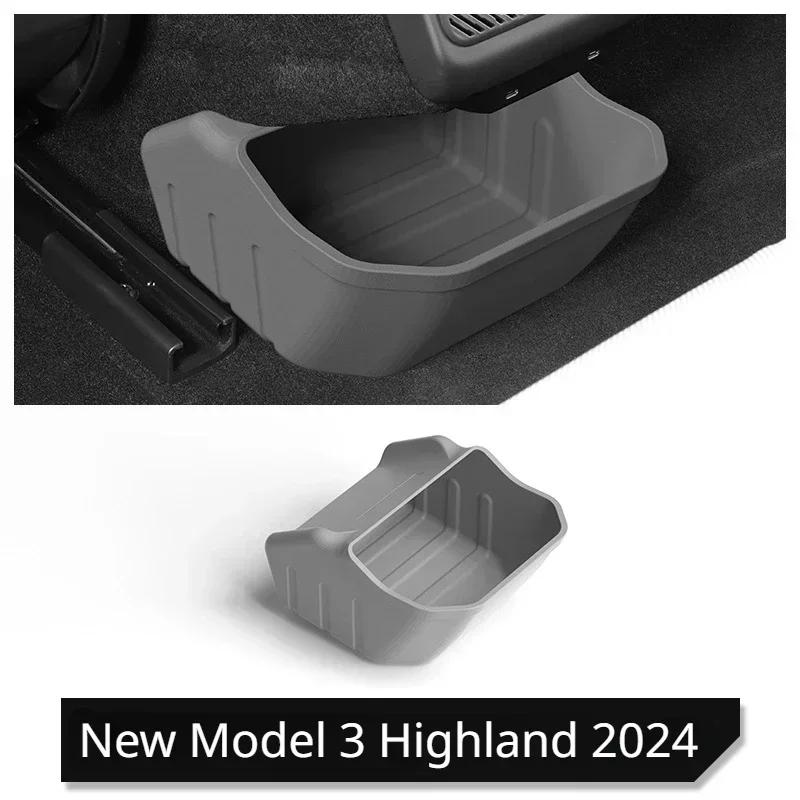 Rear Seat Storage Box Below For Tesla Model 3 Highland 2024 The Rear Air Outlet Storage Box Rear Seat Organizer Tray Accessories