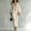 Îmbrăcăminte casual europeană și americană pentru femei primăvară și toamnă, salopetă satinată nouă high-end, halat larg de dimensiuni mari