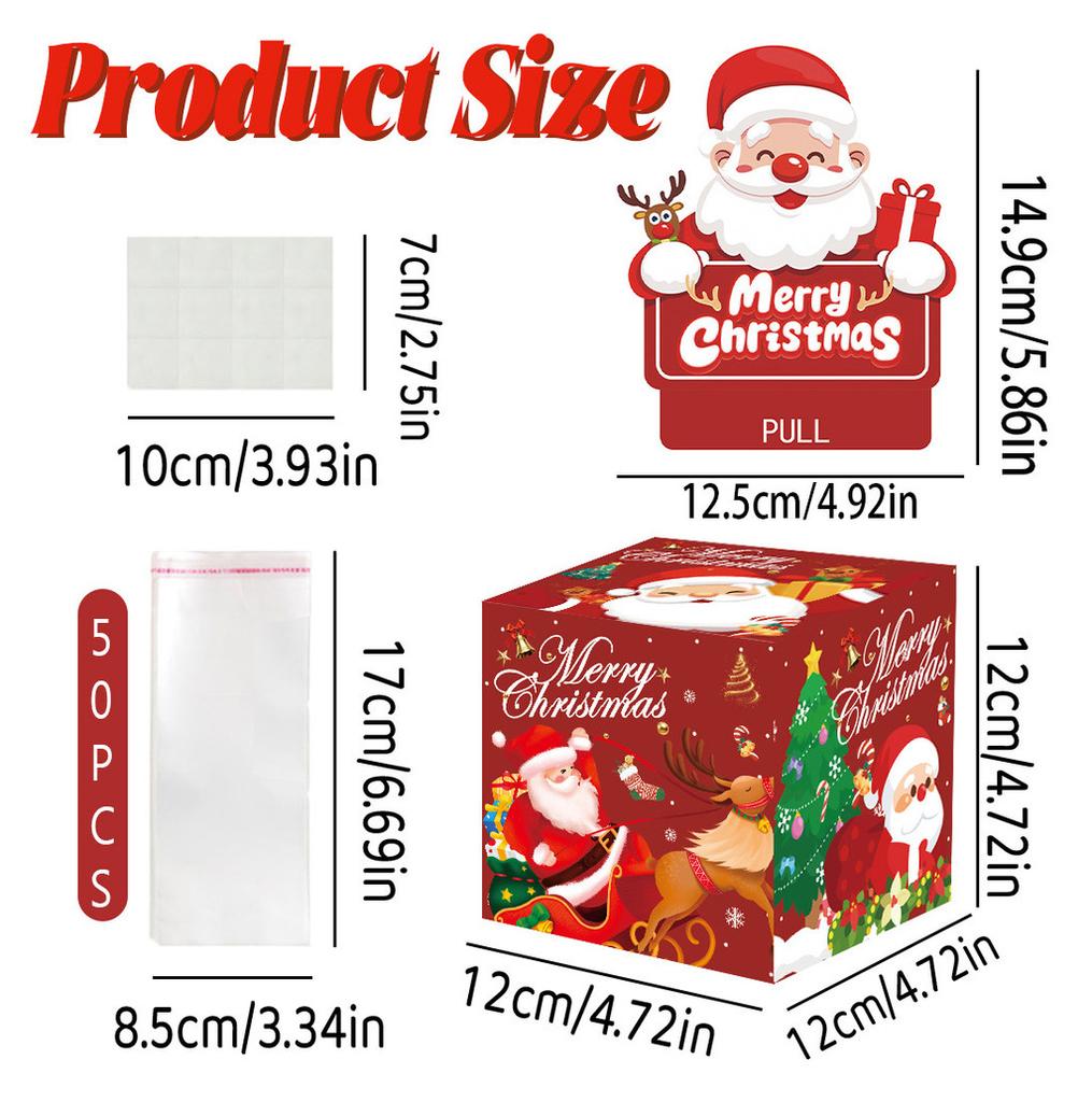 Red Christmas Theme Pattern Gift Surprise Box Holiday Decoration Prop Atmosphere